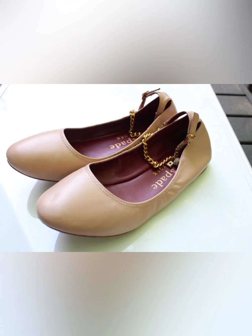 Kate Spade crush flats with chain